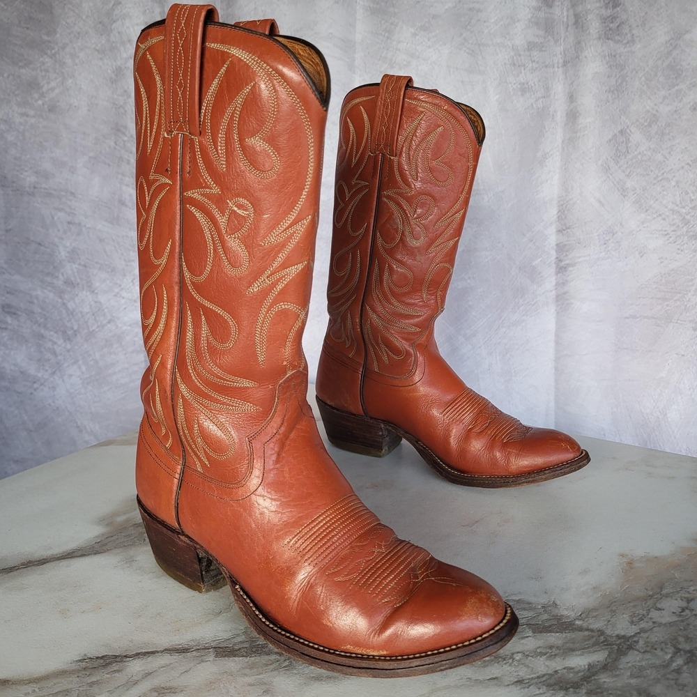 Wrangler WB Masterson Western Cowboy Boots Mens Size 7 D Brown Leather Pull On